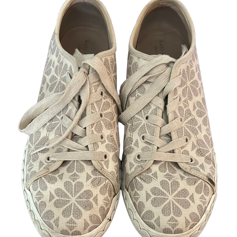 Kate Spade grey and ecru Sneakers 10B